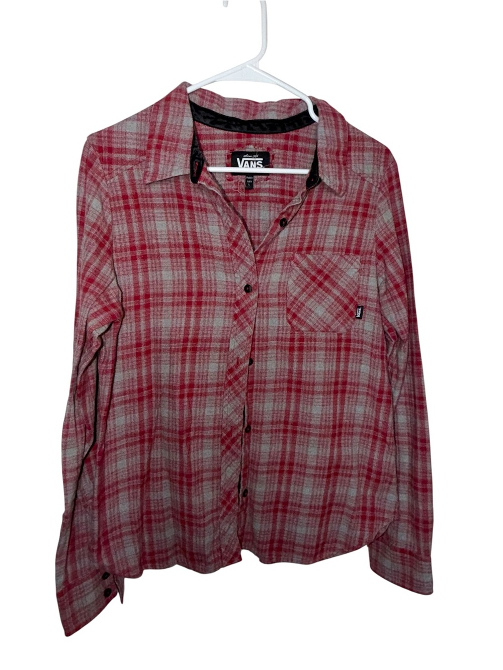 Vans Kids Red and Gray Plaid Button-Down Shirt